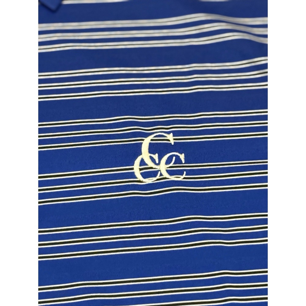 NEW Footjoy Mens L Blue Striped Polo Shirt Stretch Performance Golf Embroidered - Picture 4 of 10